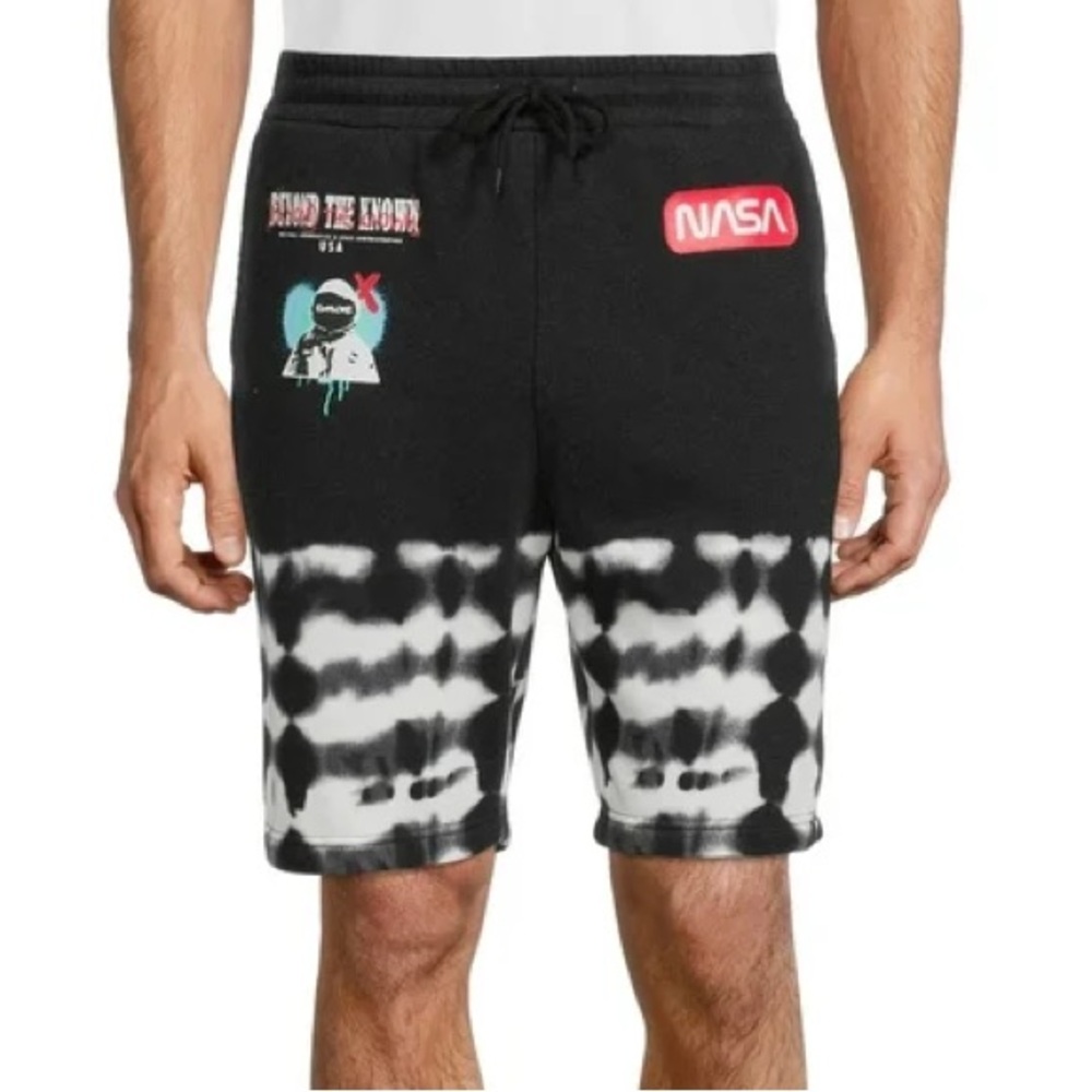 HYPERSPACE NASA Graphic Men's Tie Dye Fleece Jogger Shorts Size LG Gym Shorts